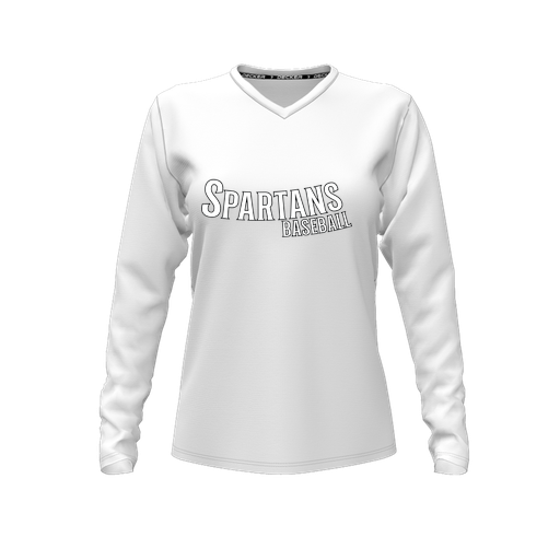 [CUS-DFW-TEES-CMF-VNK-LSL-WHT-FYXS-LOGO1] Comfort T-Shirt (Female Youth XS, White, V Neck, Logo 1, Long Sleeve)