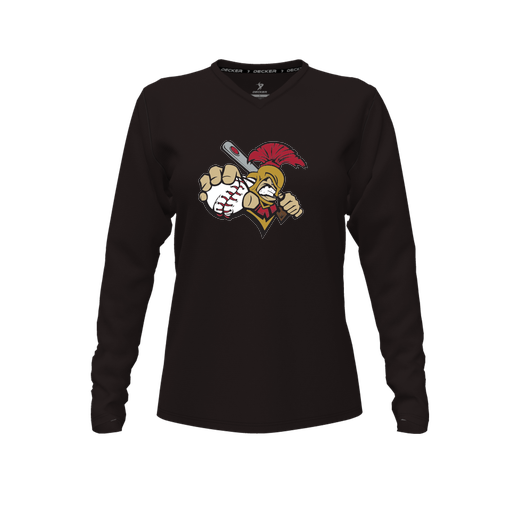 [CUS-DFW-TEES-CMF-VNK-LSL-BLK-FYXS-LOGO2] Decker Comfort T-Shirt (Female Youth XS, Black, V Neck, Logo 2, Long Sleeve)