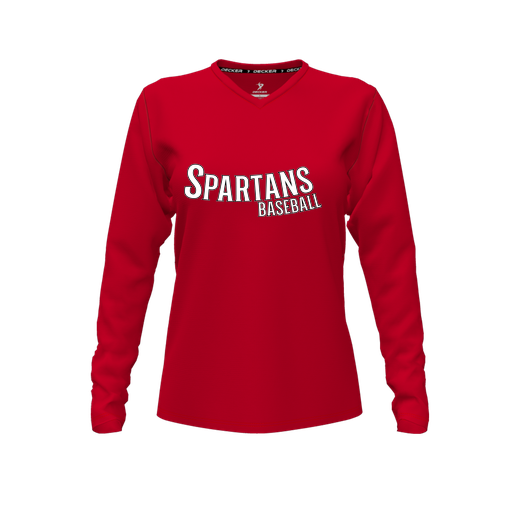 [FTLVCFRD-FYXS-LOGO1] Decker Comfort T-Shirt (Female Youth XS, Red, V Neck, Logo 1, Long Sleeve)