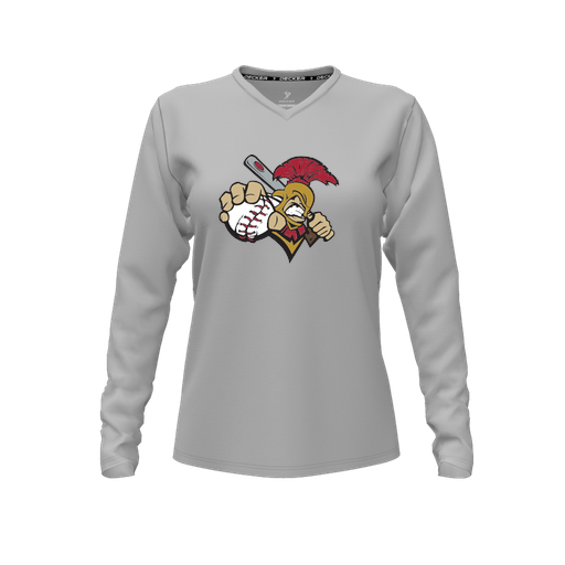 [CUS-DFW-TEES-CMF-VNK-LSL-GRY-FYXS-LOGO2] Comfort T-Shirt (Female Youth XS, Gray, V Neck, Logo 2, Long Sleeve)
