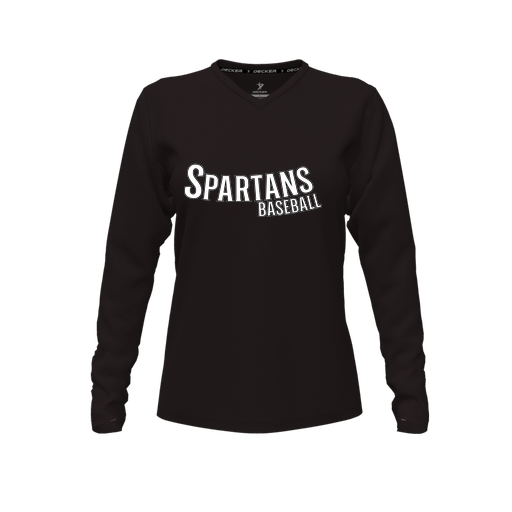 [CUS-DFW-TEES-PER-VNK-LSL-BLK-FYXS-LOGO1] Performance T-Shirt (Female Youth XS, Black, V Neck, Logo 1, Long Sleeve)