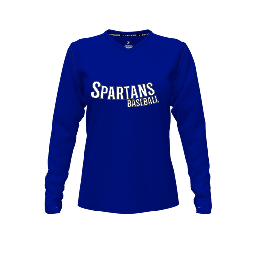 [CUS-DFW-TEES-PER-VNK-LSL-RYL-FYXS-LOGO1] Performance T-Shirt (Female Youth XS, Royal, V Neck, Logo 1, Long Sleeve)