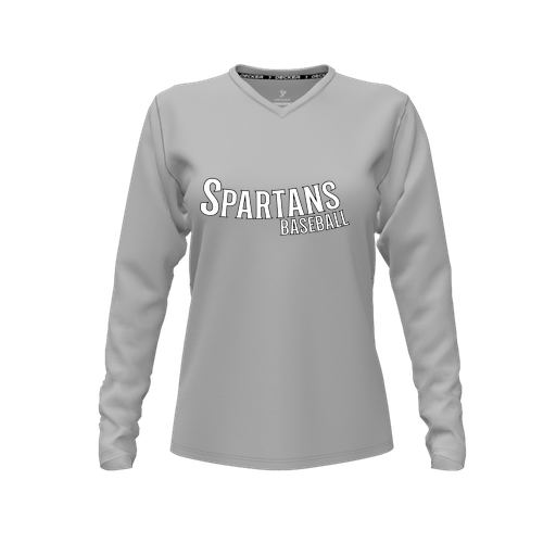 [CUS-DFW-TEES-PER-VNK-LSL-GRY-FYXS-LOGO1] Performance T-Shirt (Female Youth XS, Gray, V Neck, Logo 1, Long Sleeve)