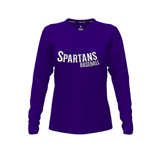 [FTLVPTPP-FYXS-LOGO1] Decker Performance T-Shirt (Female Youth XS, Purple, V Neck, Logo 1, Long Sleeve)