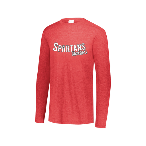 [FTLCUBRD-AXS-LOGO1] Decker Men's Tri-Blend T-Shirt - Long Sleeve (Adult XS, Red, Logo 1)