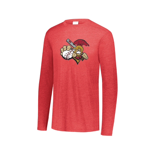 [FTLCUBRD-AXS-LOGO2] Decker Men's Tri-Blend T-Shirt - Long Sleeve (Adult XS, Red, Logo 2)