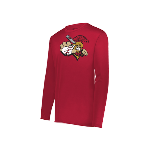[222823.083.S-LOGO2] Youth LS Smooth Sport Shirt (Youth S, Red, Logo 2)