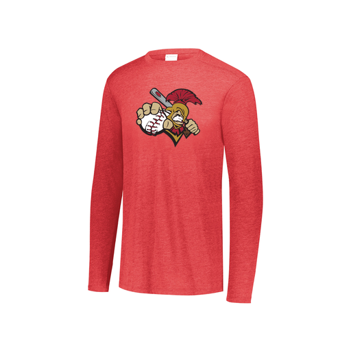 [FTLCUBRD-YS-LOGO2] Decker Youth Tri-Blend T-Shirt - Long Sleeve (Youth S, Red, Logo 2)