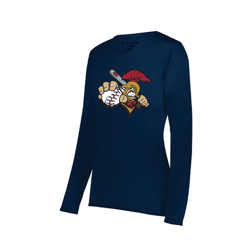 [222824.065.S-LOGO2] Ladies LS Smooth Sport Shirt (Female Adult S, Navy, Logo 2)